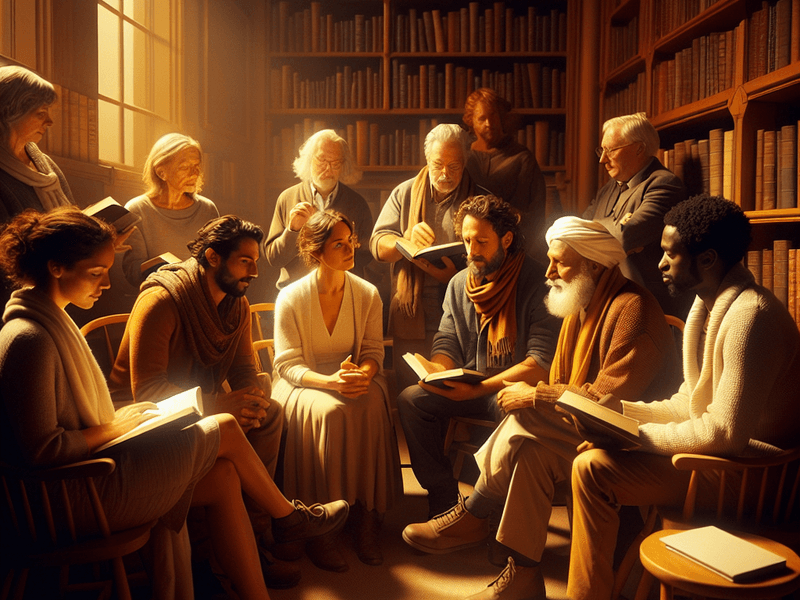 Grupo diversificado em discussão filosófica