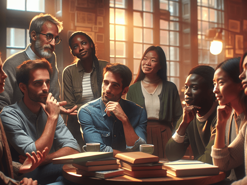 Grupo de pessoas discutindo filosofia
