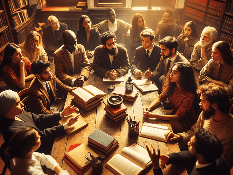 Estudantes debatendo filosofia