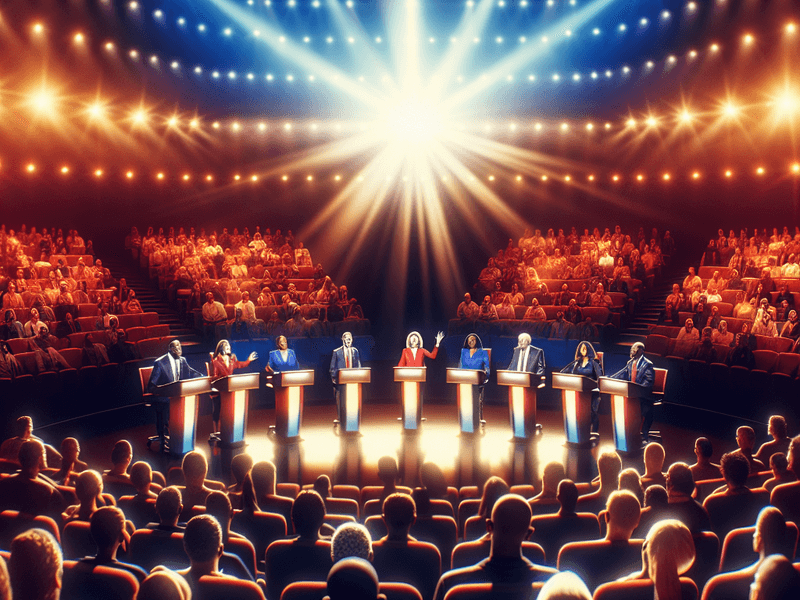 Debate político sob luzes intensas