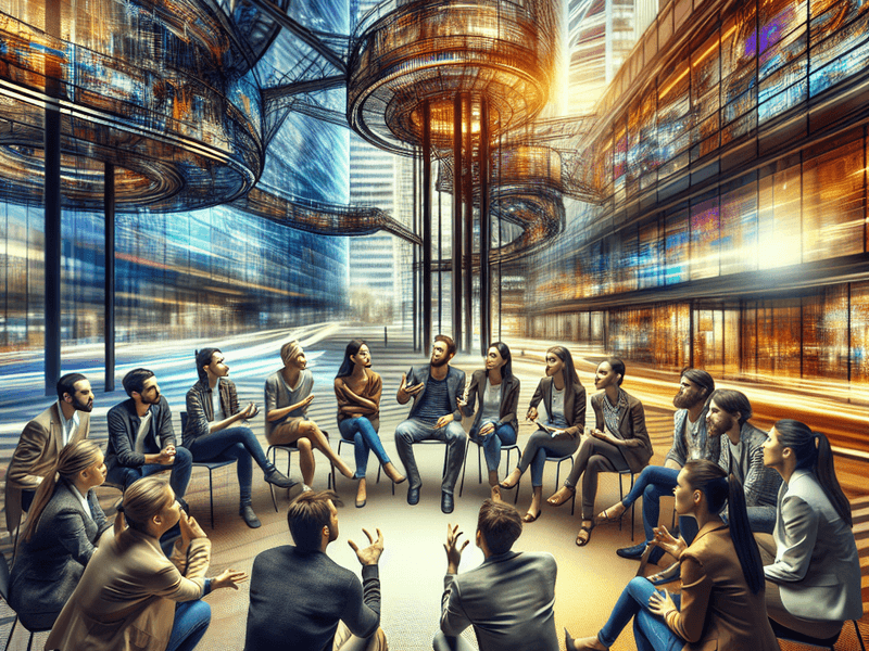 Group debate in urban setting