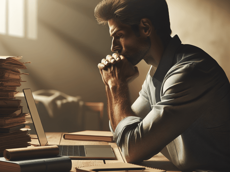 Pessoa refletindo sobre decisões