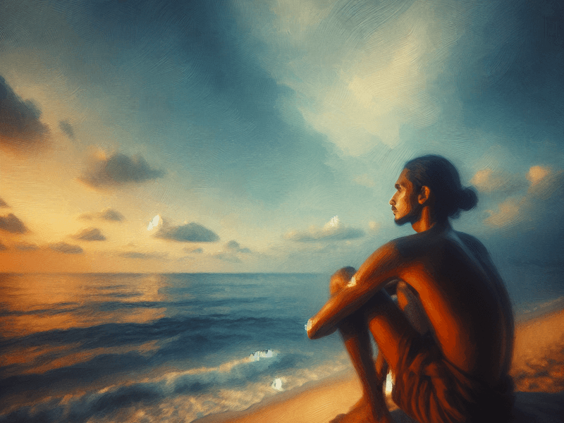 Pessoa contemplando o horizonte