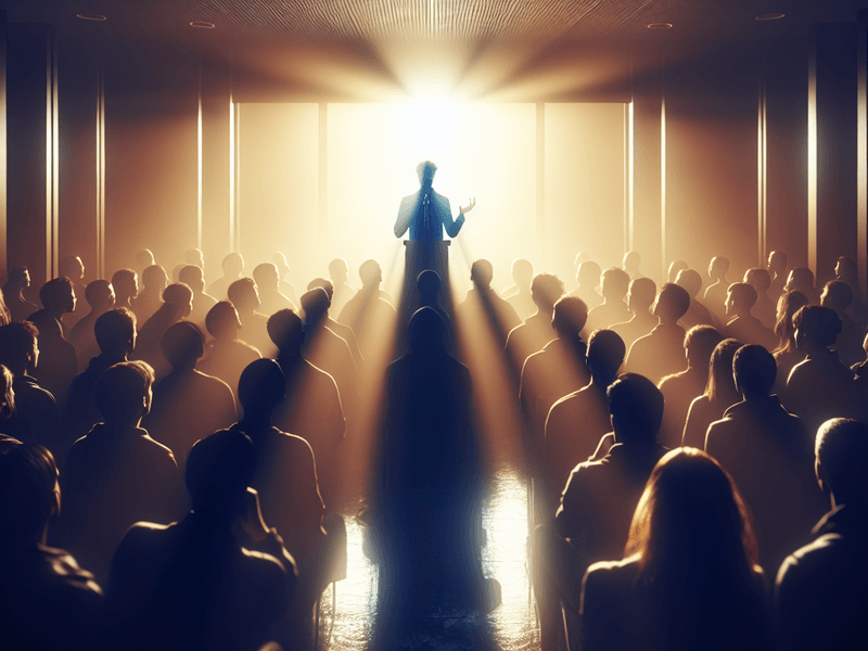 Orador em um cenário dramático